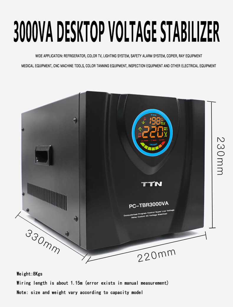 PC-TDR500VA-15000VA TV 3000VA 1phase Stabilisateur de contrôle de relais